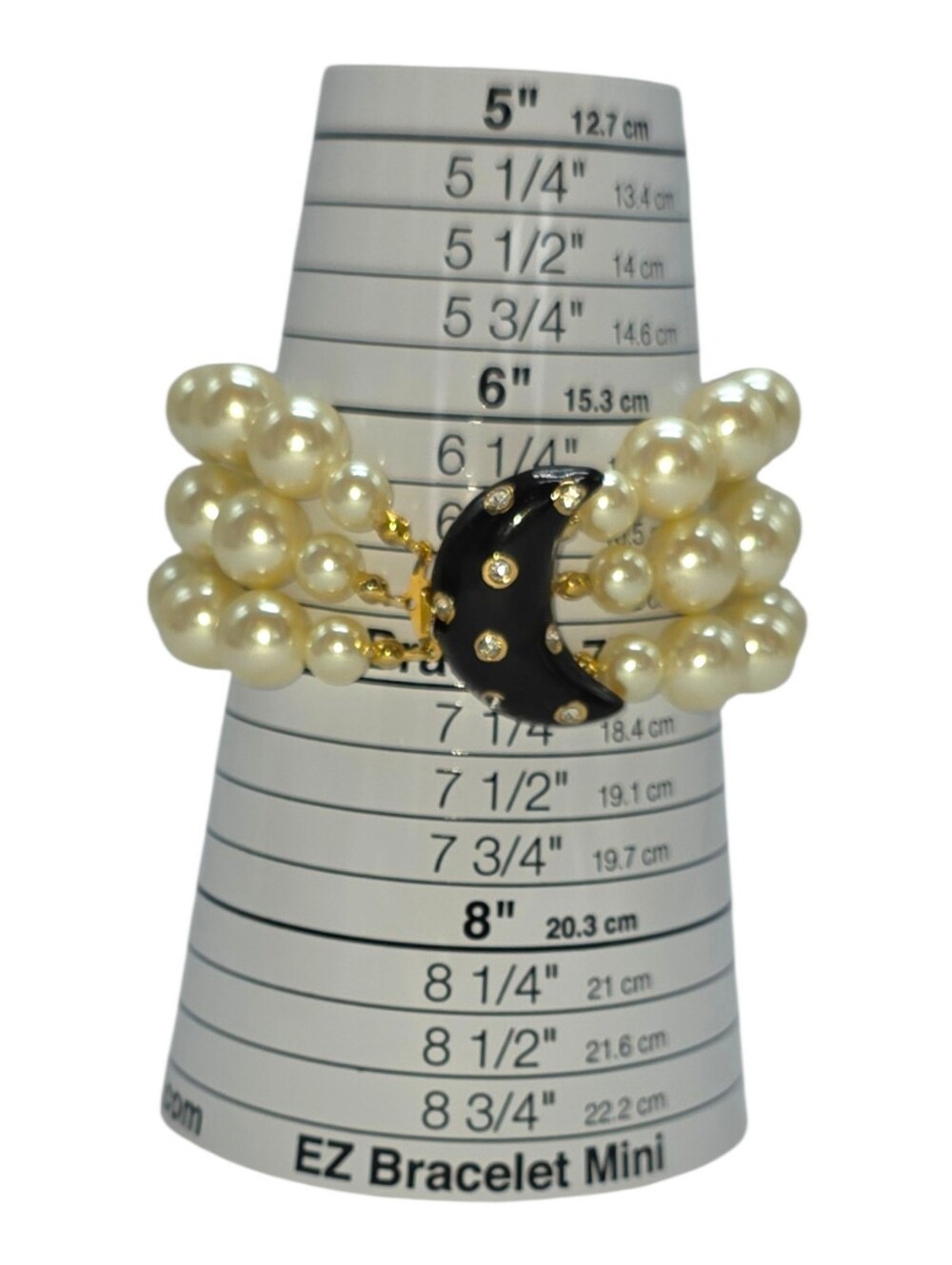 80's 90's Vintage Carolee Faux Pearl Crescent Moon Bracelet - Picture 5 of 8